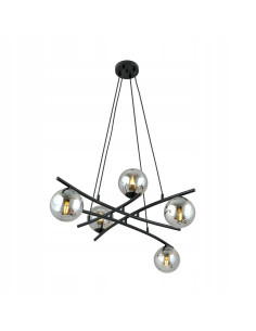 Lampa Wisząca ESSA z Chromowanymi Kloszami i Czarnymi Akcentami, 5x E14, 100 cm do Nowoczesnych Wnętrz