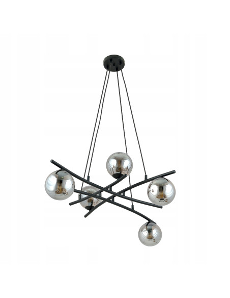 Lampa Wisząca ESSA z Chromowanymi Kloszami i Czarnymi Akcentami, 5x E14, 100 cm do Nowoczesnych Wnętrz