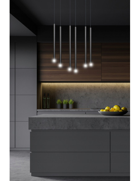 Lampa wisząca Selter 6 - nowoczesna czarna lampa sufitowa do jadalni, kuchni i biura, 6 punktów świetlnych