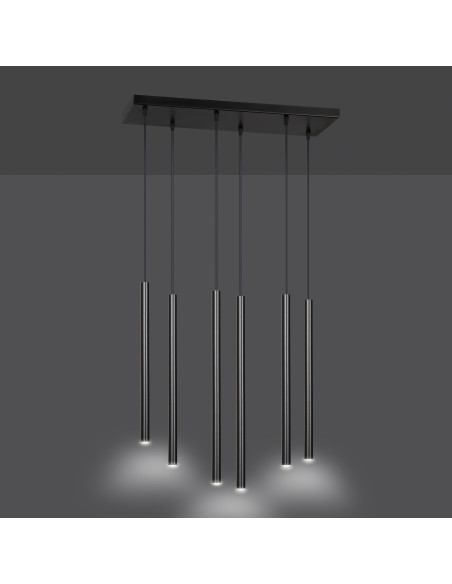 Lampa wisząca Selter 6 - nowoczesna czarna lampa sufitowa do jadalni, kuchni i biura, 6 punktów świetlnych