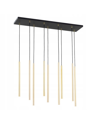 Lampa sufitowa SELTER 9 GOLD - Elegancka metalowa konstrukcja do biura, jadalni i salonu w nowoczesnym stylu.