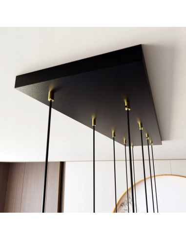 Lampa sufitowa SELTER 9 GOLD - Elegancka metalowa konstrukcja do biura, jadalni i salonu w nowoczesnym stylu.