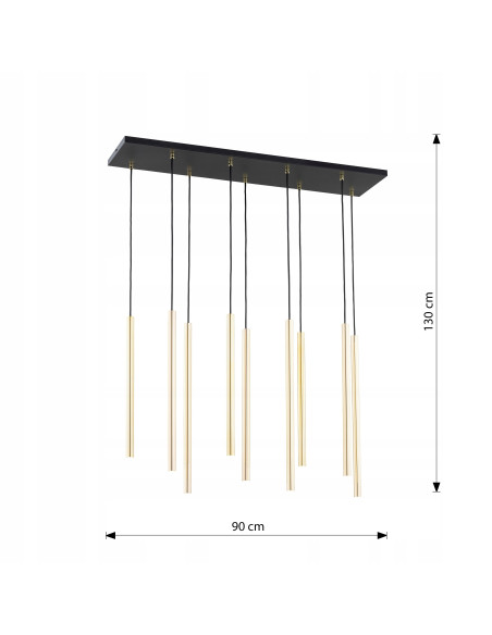 Lampa sufitowa SELTER 9 GOLD - Elegancka metalowa konstrukcja do biura, jadalni i salonu w nowoczesnym stylu.