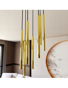 Lampa sufitowa SELTER 7 PREMIUM GOLD - nowoczesna dekoracja z metalowymi detalami, czarna lub złota, 7 punktów świetlnych.