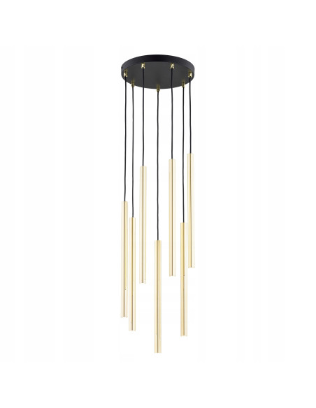 Lampa sufitowa SELTER 7 PREMIUM GOLD - nowoczesna dekoracja z metalowymi detalami, czarna lub złota, 7 punktów świetlnych.