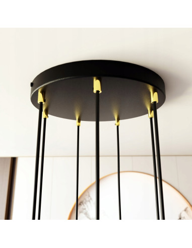 Lampa sufitowa SELTER 7 PREMIUM GOLD - nowoczesna dekoracja z metalowymi detalami, czarna lub złota, 7 punktów świetlnych.