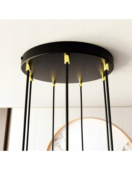 Lampa sufitowa SELTER 7 PREMIUM GOLD - nowoczesna dekoracja z metalowymi detalami, czarna lub złota, 7 punktów świetlnych.