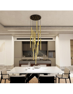 Lampa sufitowa SELTER GOLD – nowoczesny design z metalowymi soplami do biura, jadalni, salonu i sypialni. 2