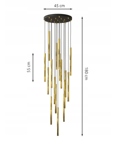Lampa sufitowa SELTER GOLD – nowoczesny design z metalowymi soplami do biura, jadalni, salonu i sypialni.
