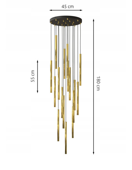 Lampa sufitowa SELTER GOLD – nowoczesny design z metalowymi soplami do biura, jadalni, salonu i sypialni.