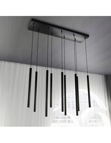 Nowoczesna lampa sufitowa SELTER 9 - elegancka lampa metalowa w czerni do salonu i jadalni