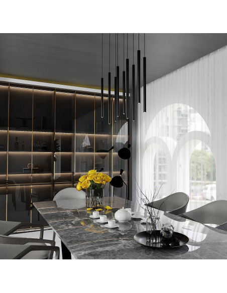 Nowoczesna lampa sufitowa SELTER 9 - elegancka lampa metalowa w czerni do salonu i jadalni