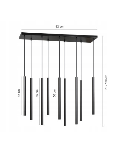 Nowoczesna lampa sufitowa SELTER 9 - elegancka lampa metalowa w czerni do salonu i jadalni