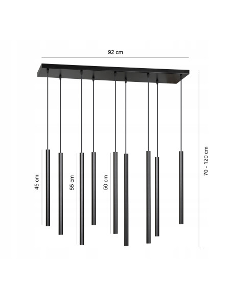 Nowoczesna lampa sufitowa SELTER 9 - elegancka lampa metalowa w czerni do salonu i jadalni