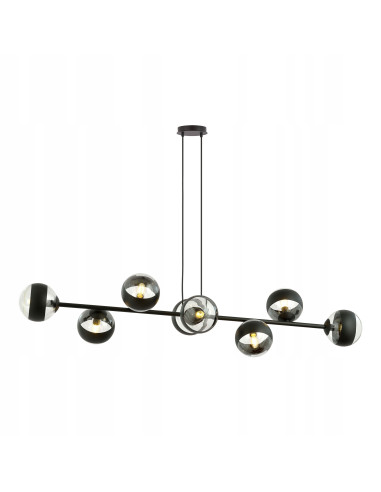 Lampa sufitowa ROSSI 8 BL STRIPE - nowoczesny iluminator z czarnymi kloszami do eleganckich wnętrz jadalni i salonu