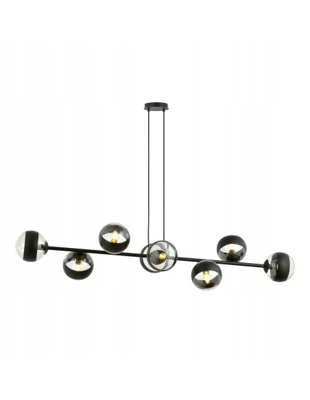 Lampa sufitowa ROSSI 8 BL STRIPE - nowoczesny iluminator z czarnymi kloszami do eleganckich wnętrz jadalni i salonu