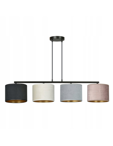 Lampa wisząca HILDE z tkaninowymi kloszami – nowoczesny design i elegancja do Twojego wnętrza z możliwością regulacji.