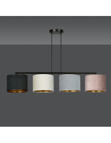 Lampa wisząca HILDE z tkaninowymi kloszami – nowoczesny design i elegancja do Twojego wnętrza z możliwością regulacji.