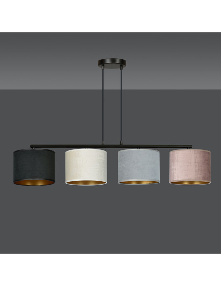 Lampa wisząca HILDE z tkaninowymi kloszami – nowoczesny design i elegancja do Twojego wnętrza z możliwością regulacji.