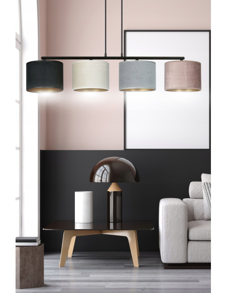Lampa wisząca HILDE z tkaninowymi kloszami – nowoczesny design i elegancja do Twojego wnętrza z możliwością regulacji.
