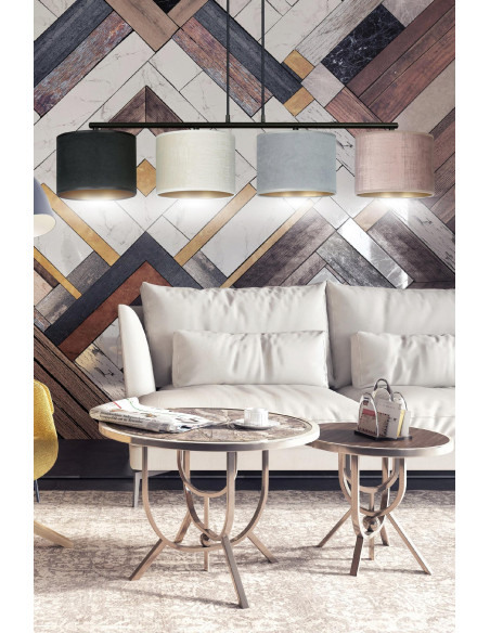 Lampa wisząca HILDE z tkaninowymi kloszami – nowoczesny design i elegancja do Twojego wnętrza z możliwością regulacji.