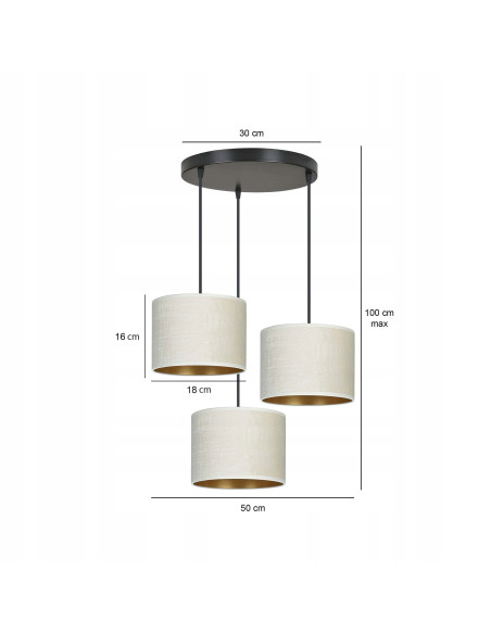 Lampa sufitowa HILDE 3 BL PREMIUM - elegancki żyrandol regulowany, 3 źródła światła E27, różne kolory do wnętrz.