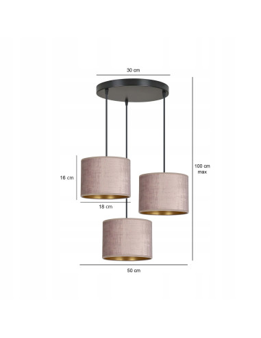 Lampa wisząca HILDE 3 BL PREMIUM - elegancki abażur welurowy w nowoczesnym stylu do każdego wnętrza