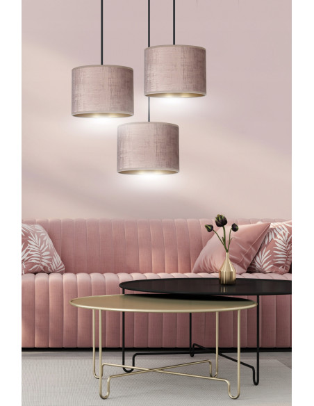 Lampa wisząca HILDE 3 BL PREMIUM - elegancki abażur welurowy w nowoczesnym stylu do każdego wnętrza
