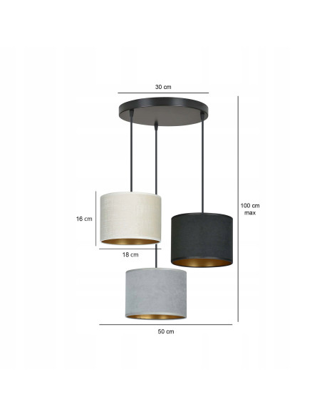 Lampa wisząca HILDE 3 BL PREMIUM z regulacją wysokości, elegancka, nowoczesna, idealna do każdego wnętrza.