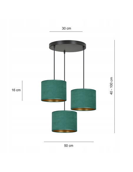 Lampa Velvet HILDE 3 PREMIUM w Turkusie i Zieleni z Regulacją – Stylowe Oświetlenie do Wnętrz Eleganckich