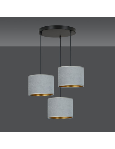 Lampa stołowa Emibig HILDE 3 BL PREMIUM z welurowym kloszem, złote wykończenie, elegancka do nowoczesnych wnętrz