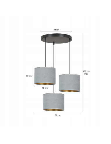 Lampa stołowa Emibig HILDE 3 BL PREMIUM z welurowym kloszem, złote wykończenie, elegancka do nowoczesnych wnętrz