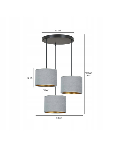 Lampa stołowa Emibig HILDE 3 BL PREMIUM z welurowym kloszem, złote wykończenie, elegancka do nowoczesnych wnętrz