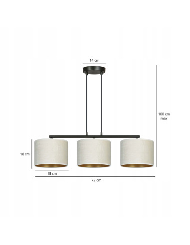 Lampa wisząca HILDE 3 BL w nowoczesnym stylu z regulacją wysokości - elegancka kuchnia w neutralnych kolorach