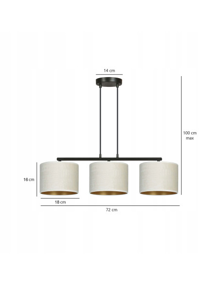 Lampa wisząca HILDE 3 BL w nowoczesnym stylu z regulacją wysokości - elegancka kuchnia w neutralnych kolorach