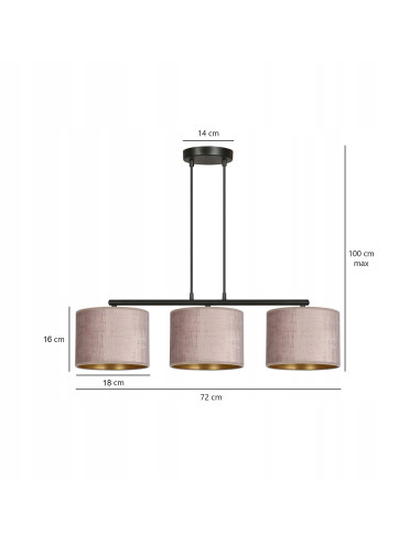 Lampa wisząca HILDE 3 BL - różowa, nowoczesny abażur, 3 źródła światła, elegancki dodatek do wnętrz