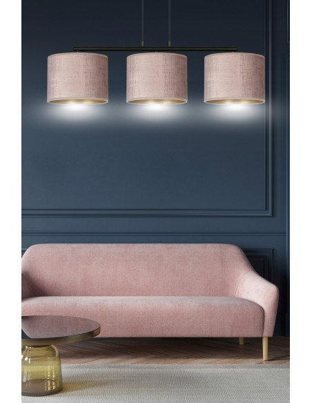 Lampa wisząca HILDE 3 BL - różowa, nowoczesny abażur, 3 źródła światła, elegancki dodatek do wnętrz