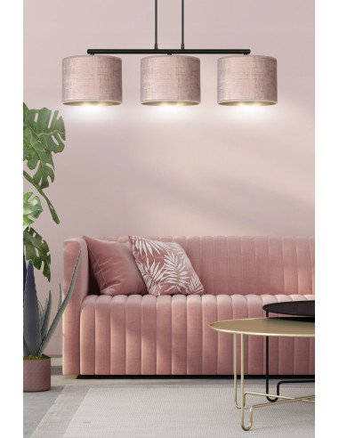 Lampa wisząca HILDE 3 BL - różowa, nowoczesny abażur, 3 źródła światła, elegancki dodatek do wnętrz