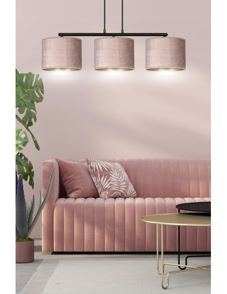 Lampa wisząca HILDE 3 BL - różowa, nowoczesny abażur, 3 źródła światła, elegancki dodatek do wnętrz