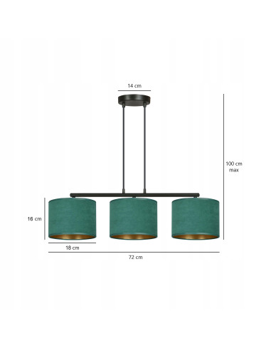 Lampa wisząca HILDE 3 BL w kształcie "T", 3 źródła E27, elegancki design dla biura i wnętrz nowoczesnych
