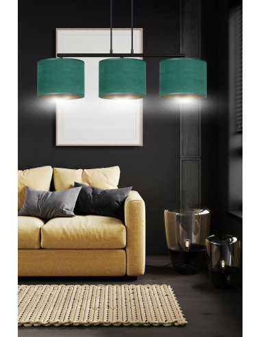 Lampa wisząca HILDE 3 BL w kształcie "T", 3 źródła E27, elegancki design dla biura i wnętrz nowoczesnych