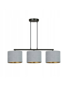 Lampa wisząca HILDE 3 E27 z eleganckim welurowym abażurem w odcieniach szarości dla stylowego wnętrza