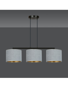 Lampa wisząca HILDE 3 E27 z eleganckim welurowym abażurem w odcieniach szarości dla stylowego wnętrza 2