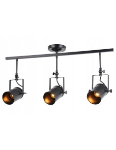 Reflektorowa listwa oświetleniowa Gemma z 3 lampami E27 w kolorze czarnym do sklepów, cukierni i piekarni.