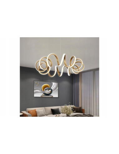 Nowoczesna złota lampa LED LOOP - Eleganckie oświetlenie do salonu i sypialni w minimalistycznym stylu.