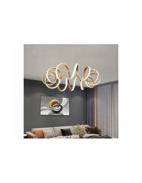 Nowoczesna złota lampa LED LOOP - Eleganckie oświetlenie do salonu i sypialni w minimalistycznym stylu.