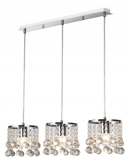 Lampa Kryształowa Reality London, Chromowana z 3 Kloszami, Elegancka do Jadalni i Salonów