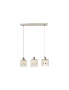 Lampa sufitowa Elmo z kryształami, 3 klosze, nowoczesny design do kuchni, salonu i biura, srebrna i szklana