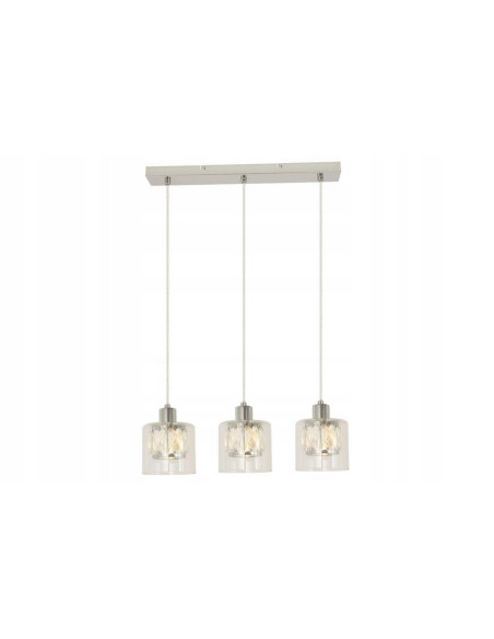 Lampa sufitowa Elmo z kryształami, 3 klosze, nowoczesny design do kuchni, salonu i biura, srebrna i szklana