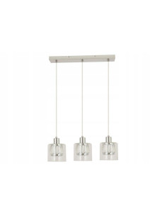 Lampa sufitowa Elmo z kryształami, 3 klosze, nowoczesny design do kuchni, salonu i biura, srebrna i szklana 2